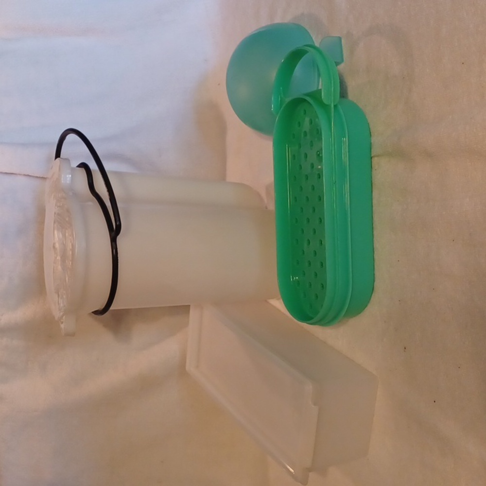 Tupperware Teal and White Kitchen Set Grater Onion Keeper Pitcher Cheese Keeper